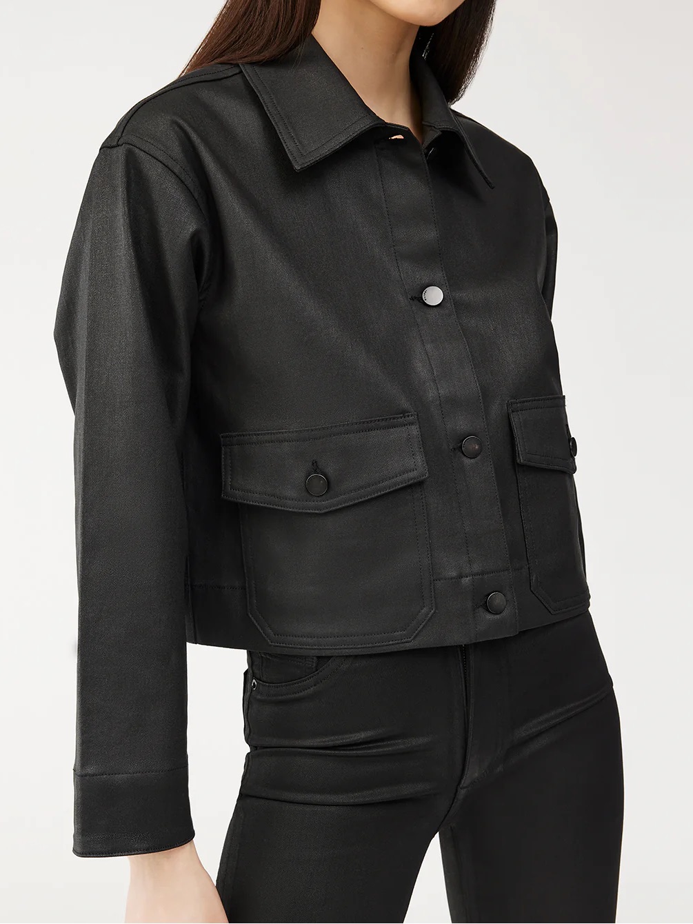 Dl1961 Tilda âShirtâ Jacket Boxy Fit In The "Black Coated" Finish Xs